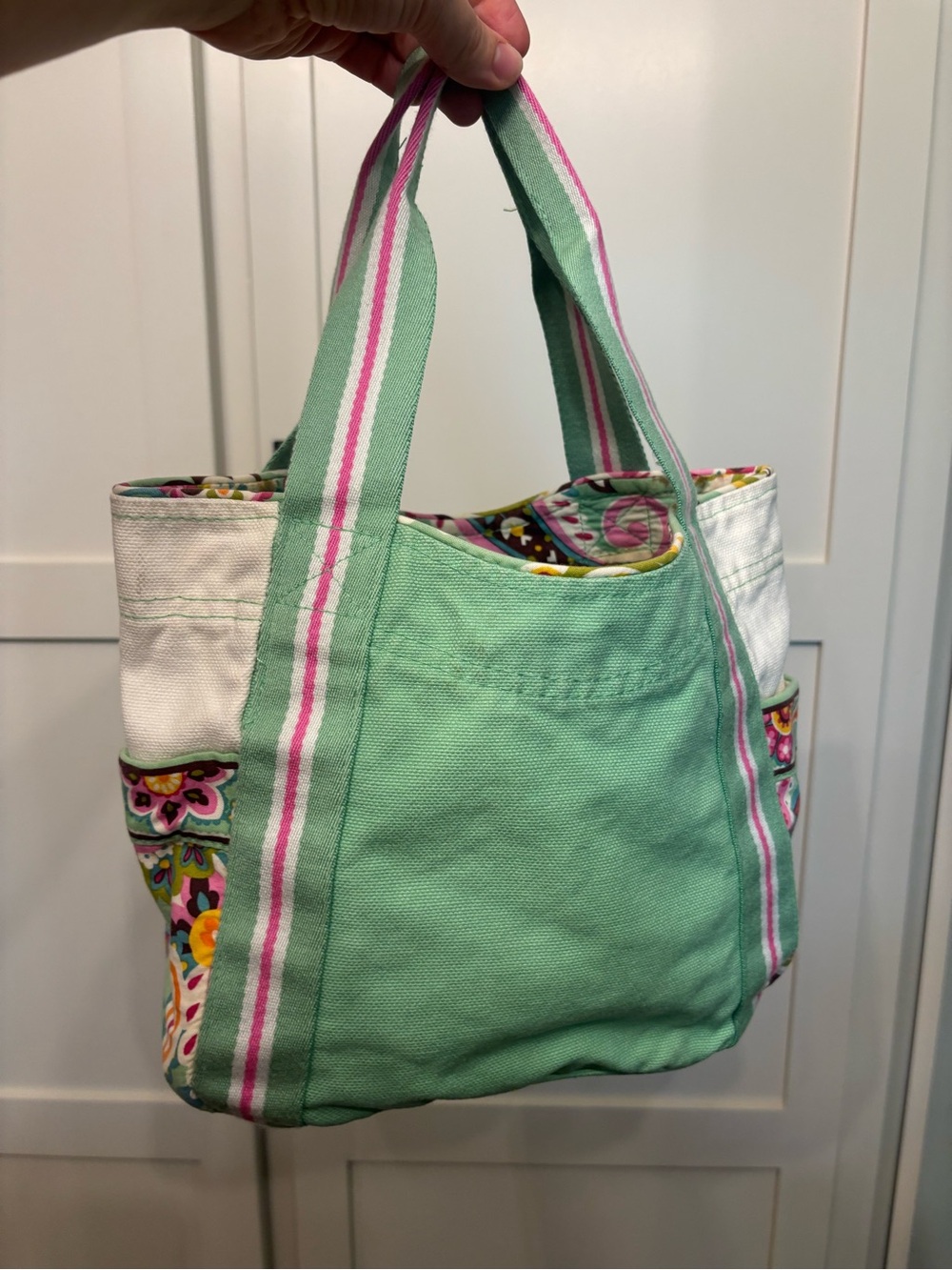 Vera Bradley Retired Tutti Frutti Paisley Colorblock Canvas Tote Bag